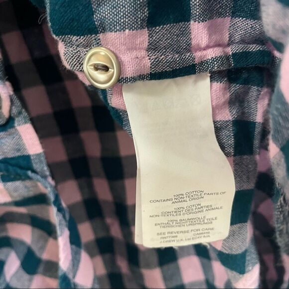 J. Crew Pink Teal Popover Plaid - Picture 7 of 11